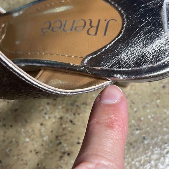 J. Reneé Soncino Metallic Kitten Heel Ankle Wrap Sandals 8.5W - Picture 9 of 13